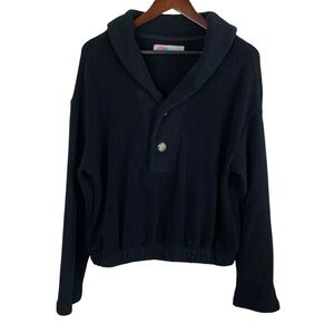 FP Beach | Bino Black Button Pullover Sweatshirt Sweater